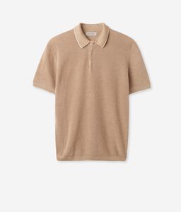 Rib-Knit Cotton-Linen Polo Shirt
