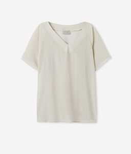 Silk and Modal V-neck T-Shirt
