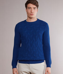 Round-Neck Cable-Knit Wool Jumper