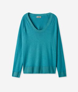 Wide U-neck Sweater in Ultrafine Cashmere