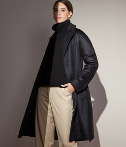 Παλτό από Cashmere με Υφή Γούνας Ζιμπελίνας