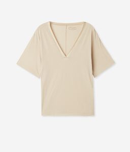 Cotton and Silk V-neck T-shirt
