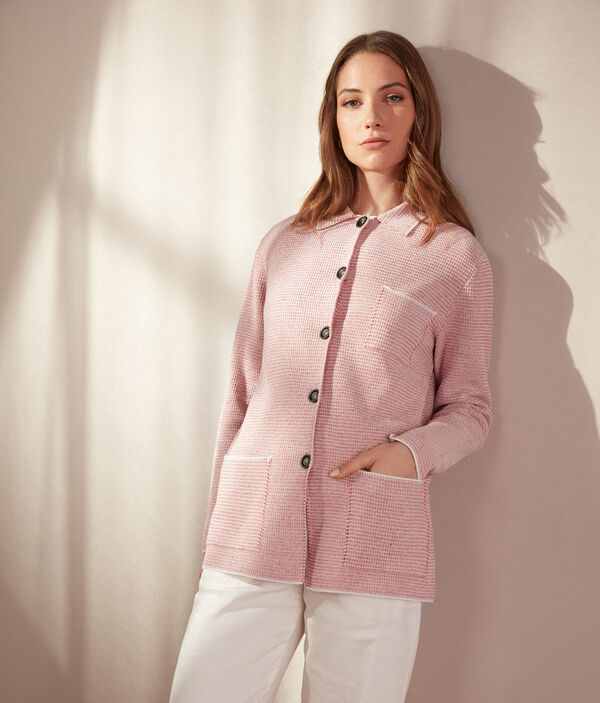 Linen and Cotton Jacket with Viennese Straw Effect