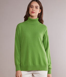 Ultrasoft Cashmere Turtleneck Sweater with Side Slits
