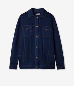 Short Cashmere Jacket with Stitching