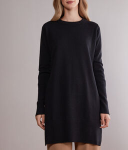 Ultrasoft Cashmere Round-Neck Maxi-Jumper with Slits