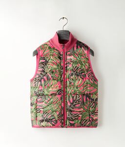 Sleeveless Print Short Quilted Jacket
