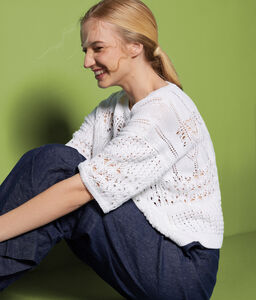 Μπλούζα με Λαιμόκοψη Χαμόγελο Crochet