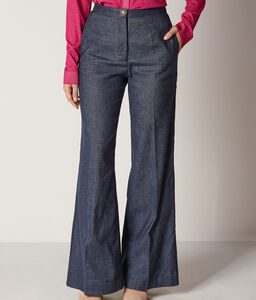 Pantalon large en coton et lin