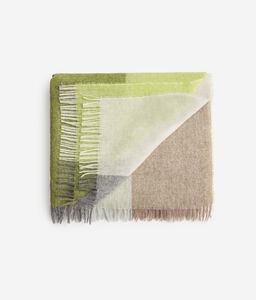 Wool Scarf with Checks and Fringes
