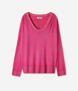Wide U-neck Sweater in Ultrafine Cashmere