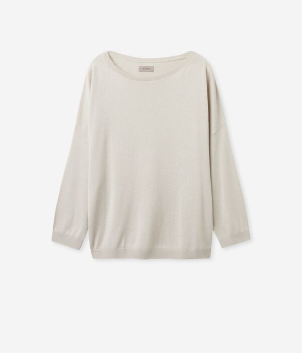 Cotton and Silk Boatneck Top - Round Neck Sweaters | Falconeri