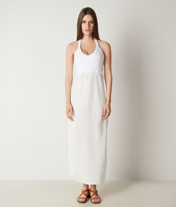 Linen Dress with Knitted Top