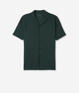Kurzärmeliges Hemd aus Jerseypikee aus Baumwolle und Seide
