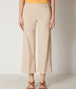 Cropped Linen and Viscose Trousers