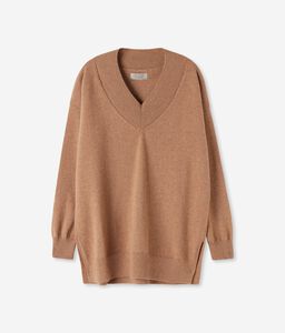 Oversized Ultrasoft Cashmere V-neck Sweater