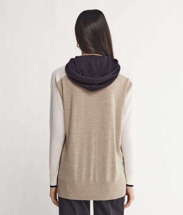 Sweatshirt zippé en cachemire color block