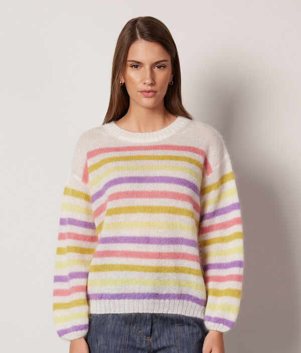 Striped Mohair Crewneck Sweater