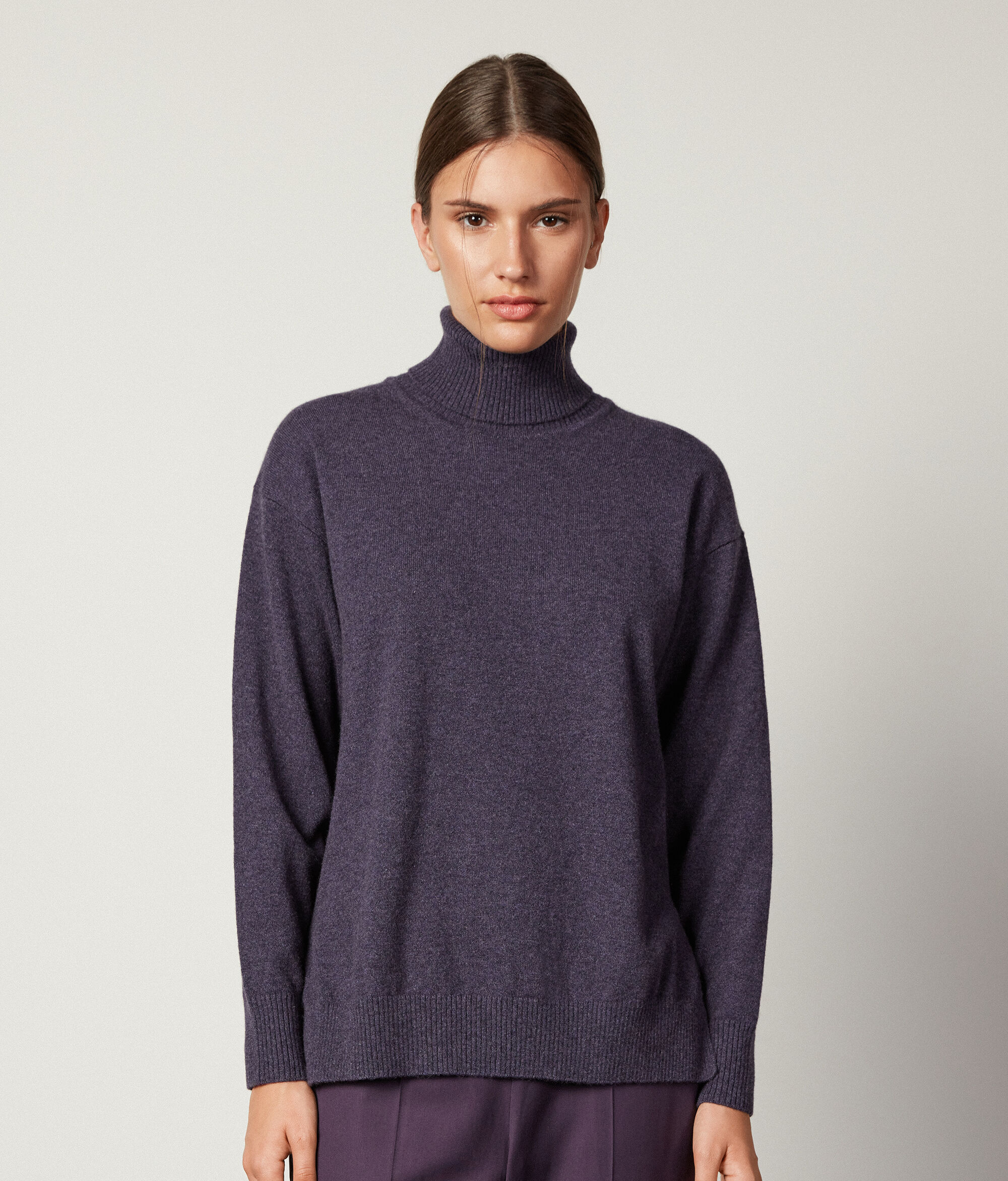Ultrasoft Cashmere Turtleneck Sweater with Slits