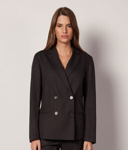 Double-Breasted Pinstripe Wool Jacket