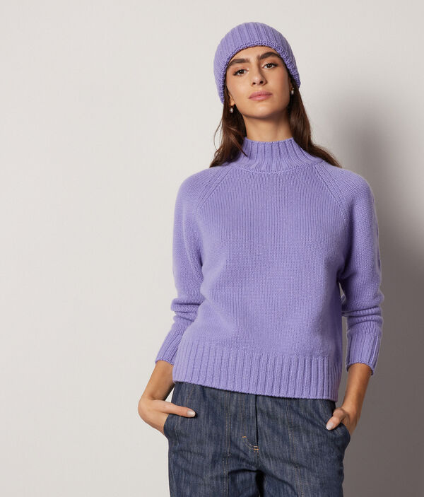 Sweater Purple and Black Cotton, Linen, Cashmere and Silk Ribbed