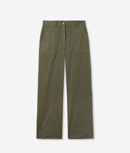 1980s High-Waist Tapered Leg Army Green Wool Pants M