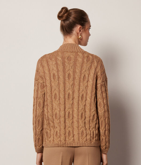 Cable-Knit Wool Mock-Neck Sweater