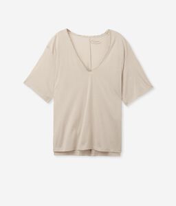 V-Neck Cotton and Silk T-Shirt