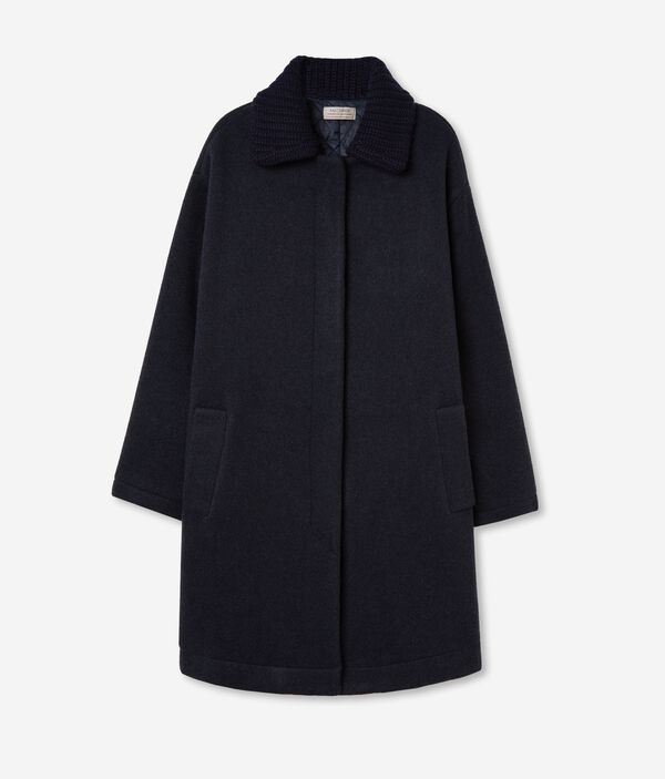 Cashmere Coat with Ribbed Collar
