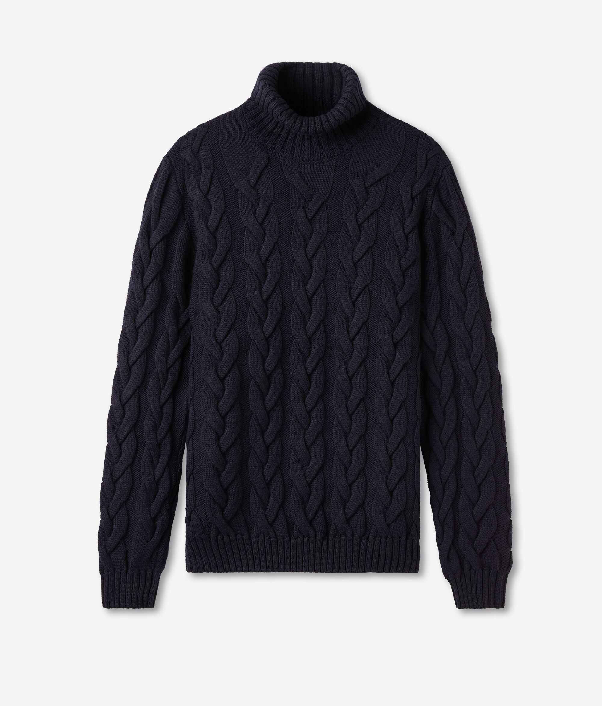 Merino Wool Fisherman Turtleneck Sweater