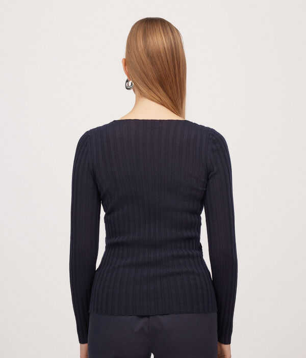 Pullover mit V-Ausschnitt aus geripptem Kaschmir Ultrafine