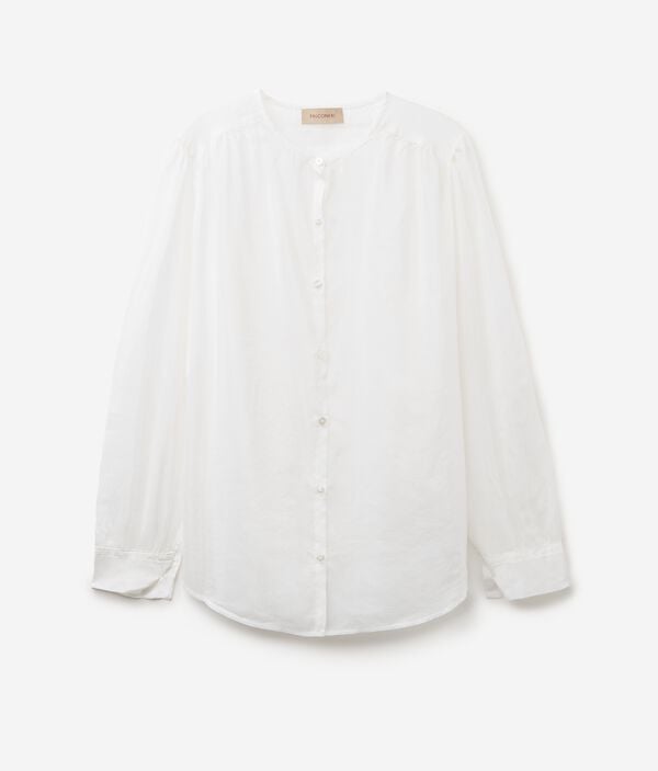 Muslin Long-Sleeved Mandarin Collar Shirt