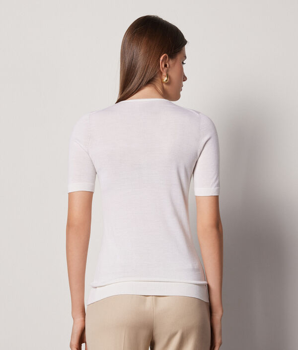 Κοντομάνικη Μπλούζα με Στρογγυλή Λαιμόκοψη από Ultrafine Cashmere