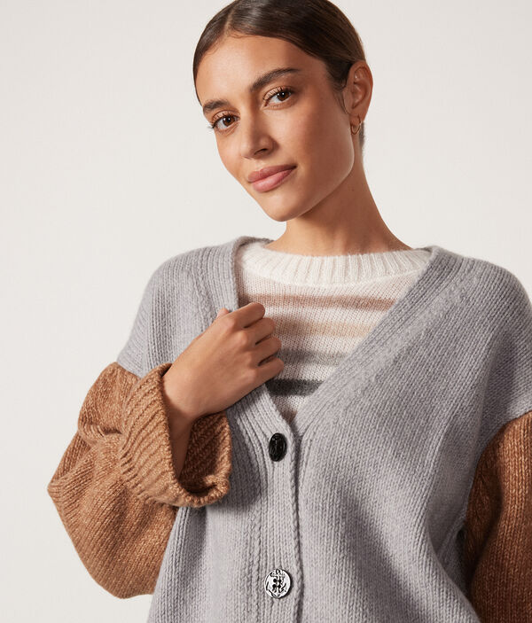 Two-Toned Wool Cape Sweater