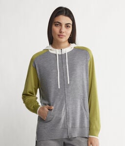 Sweatshirt com Fecho em Caxemira Color Block