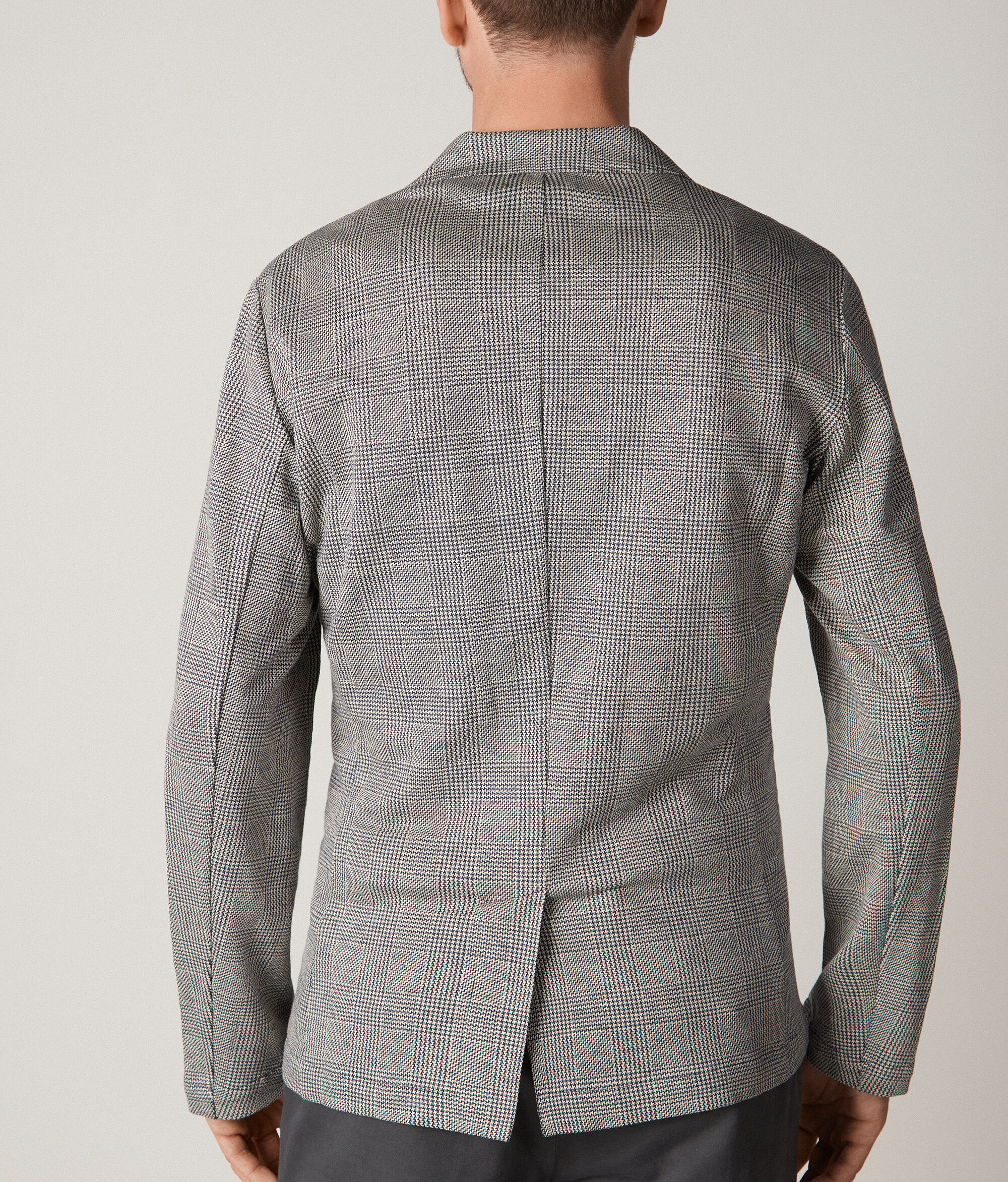 Cotton-Linen Jersey Glen Plaid Jacket