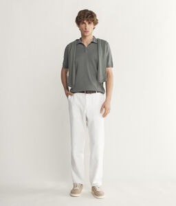 Short-Sleeve Linen Cotton Polo Shirt
