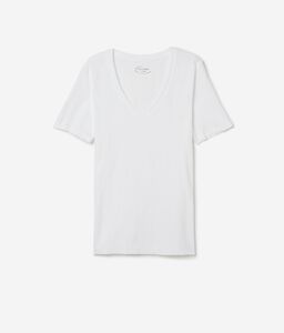 Camiseta con manga corta y cuello de pico en algodón