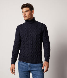 Jersey de cuello vuelto con motivo pescador en lana merina