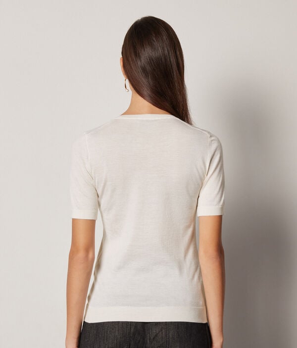 Κοντομάνικη Μπλούζα με Στρογγυλή Λαιμόκοψη από Ultrafine Cashmere