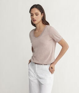 Wide Neck Sweater with Short Sleeves
