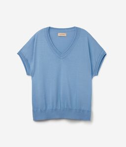 V Neck Sweater with Short Sleeves