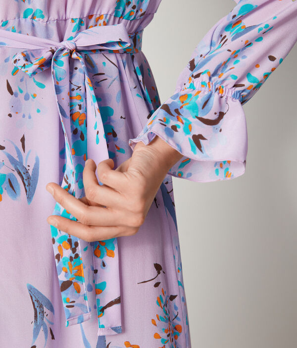 Printed Silk V-neck Dress
