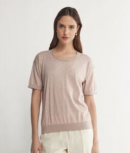 Cotton Crew Neck Sweater with Short Sleeves