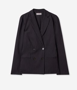 Double-Breasted Pinstripe Wool Jacket
