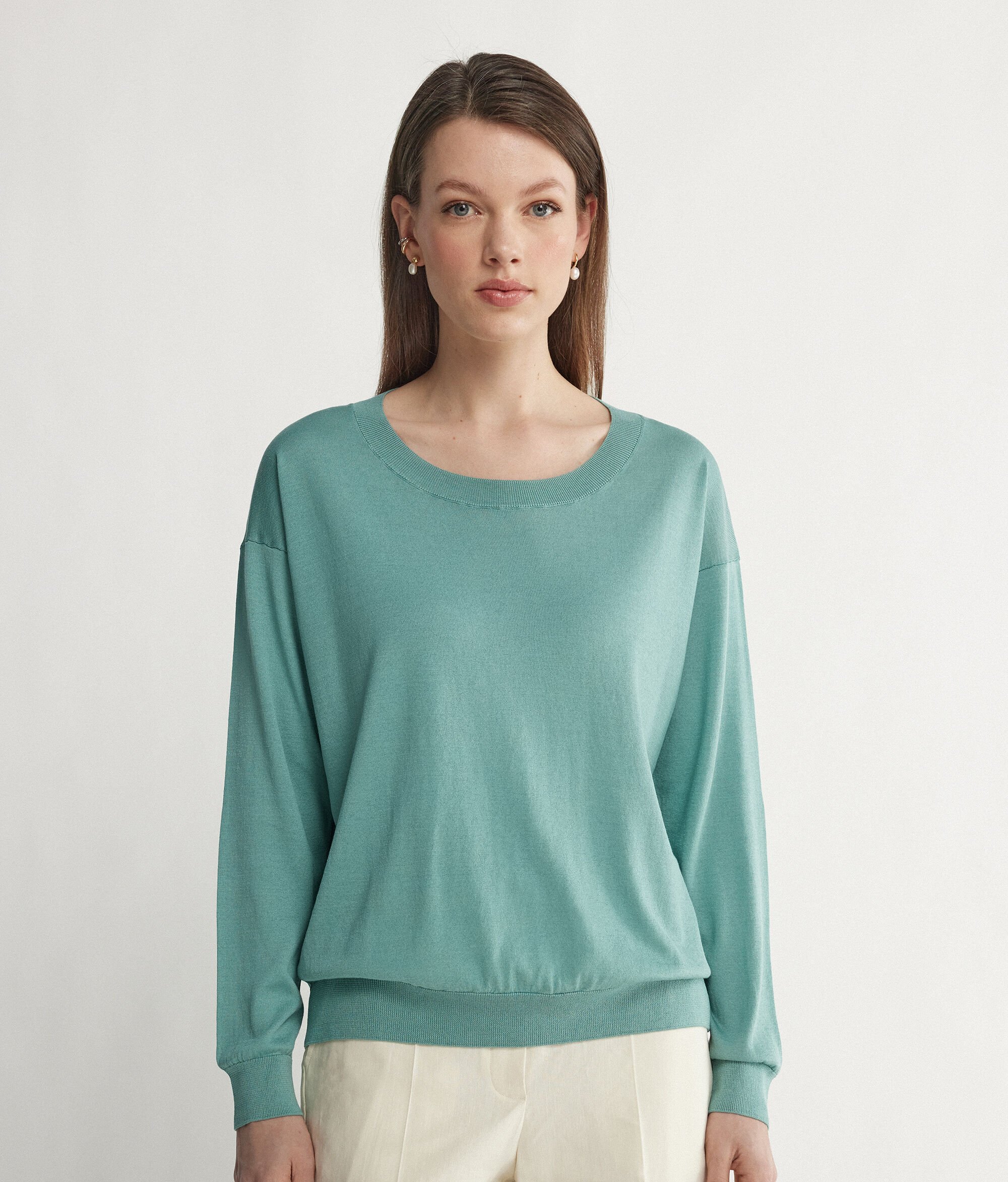 Silk and Cotton Crewneck Sweater