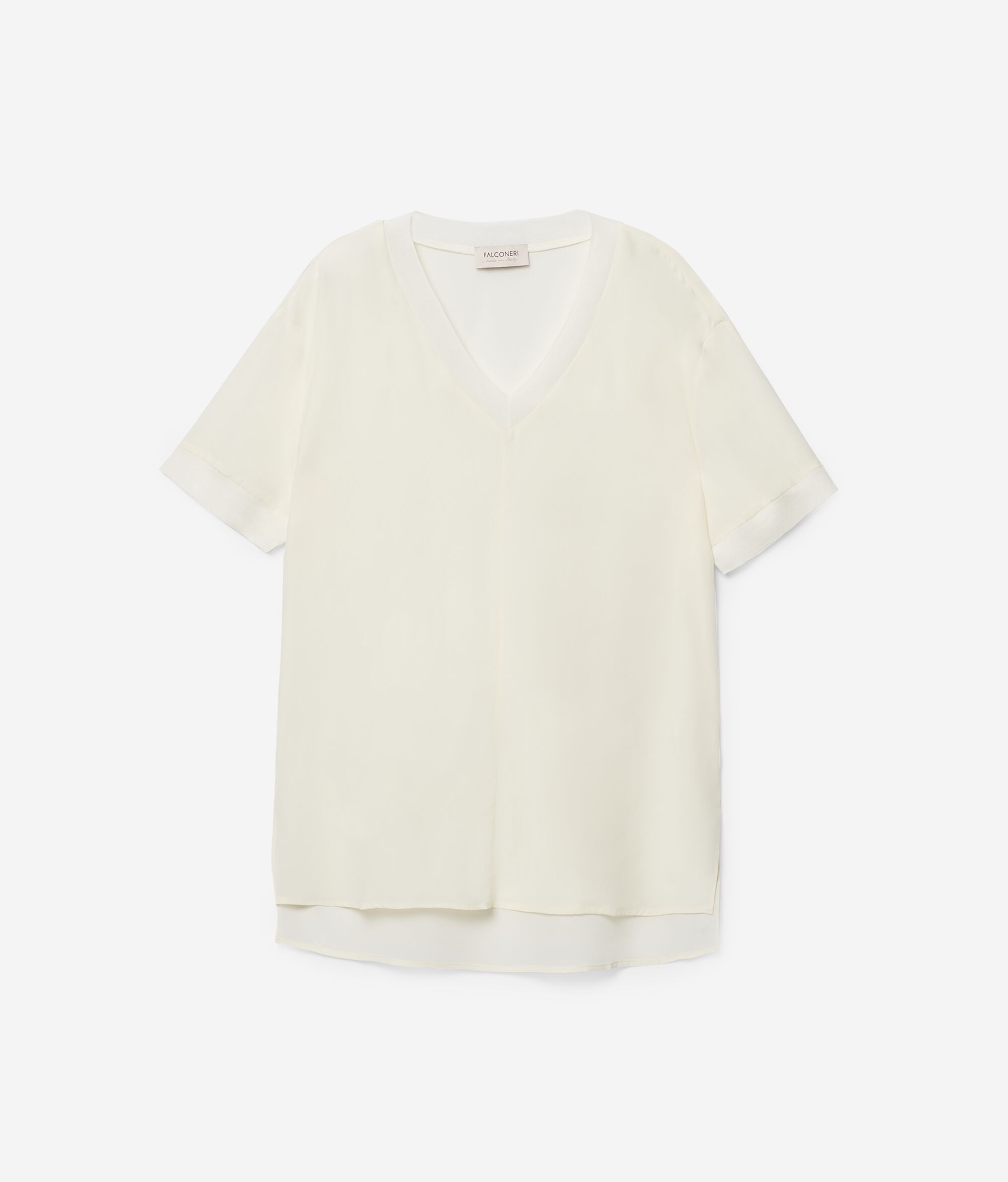 V-Neck Silk and Cotton T-Shirt