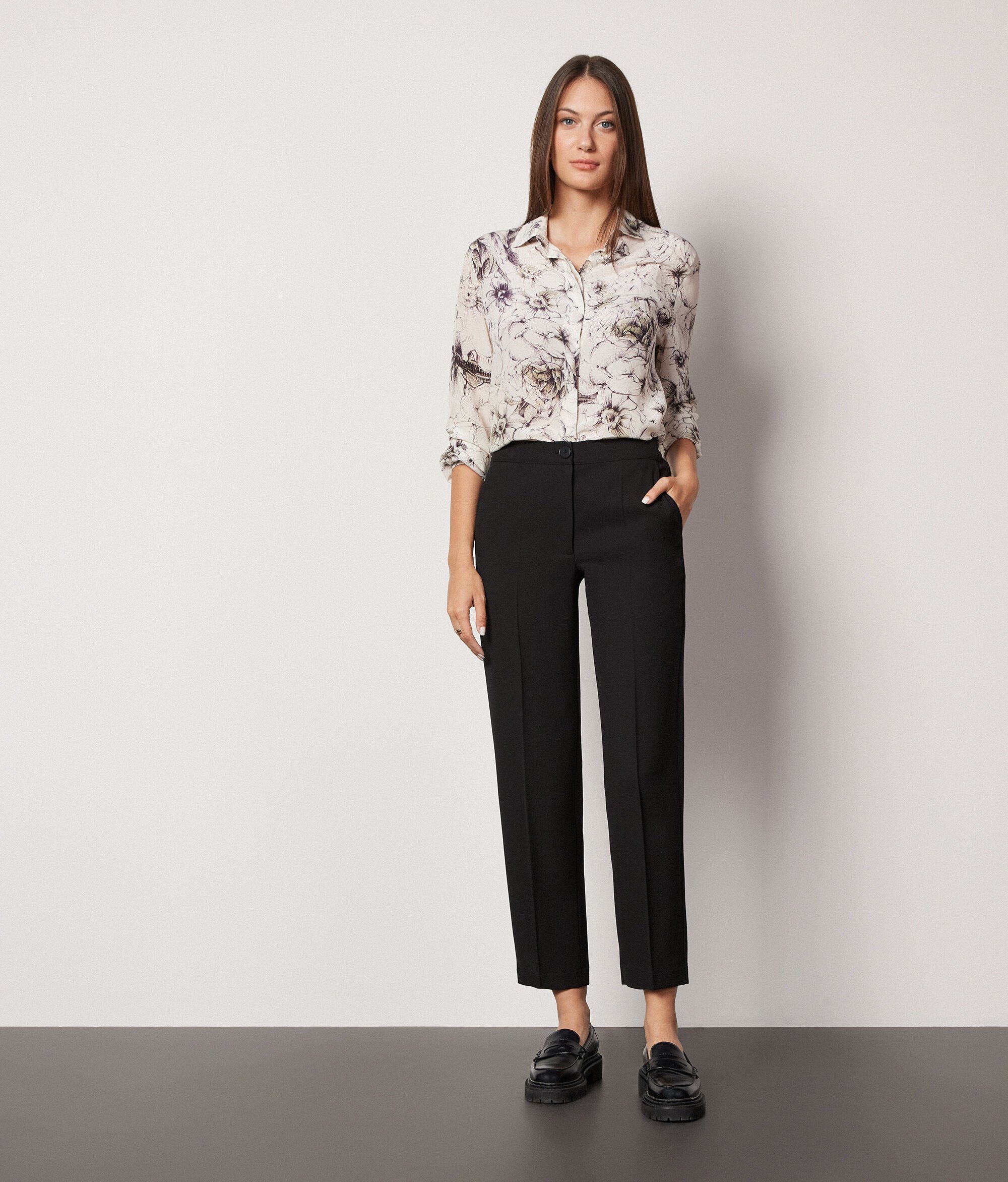 Wool and Viscose Cigarette-Style Pants