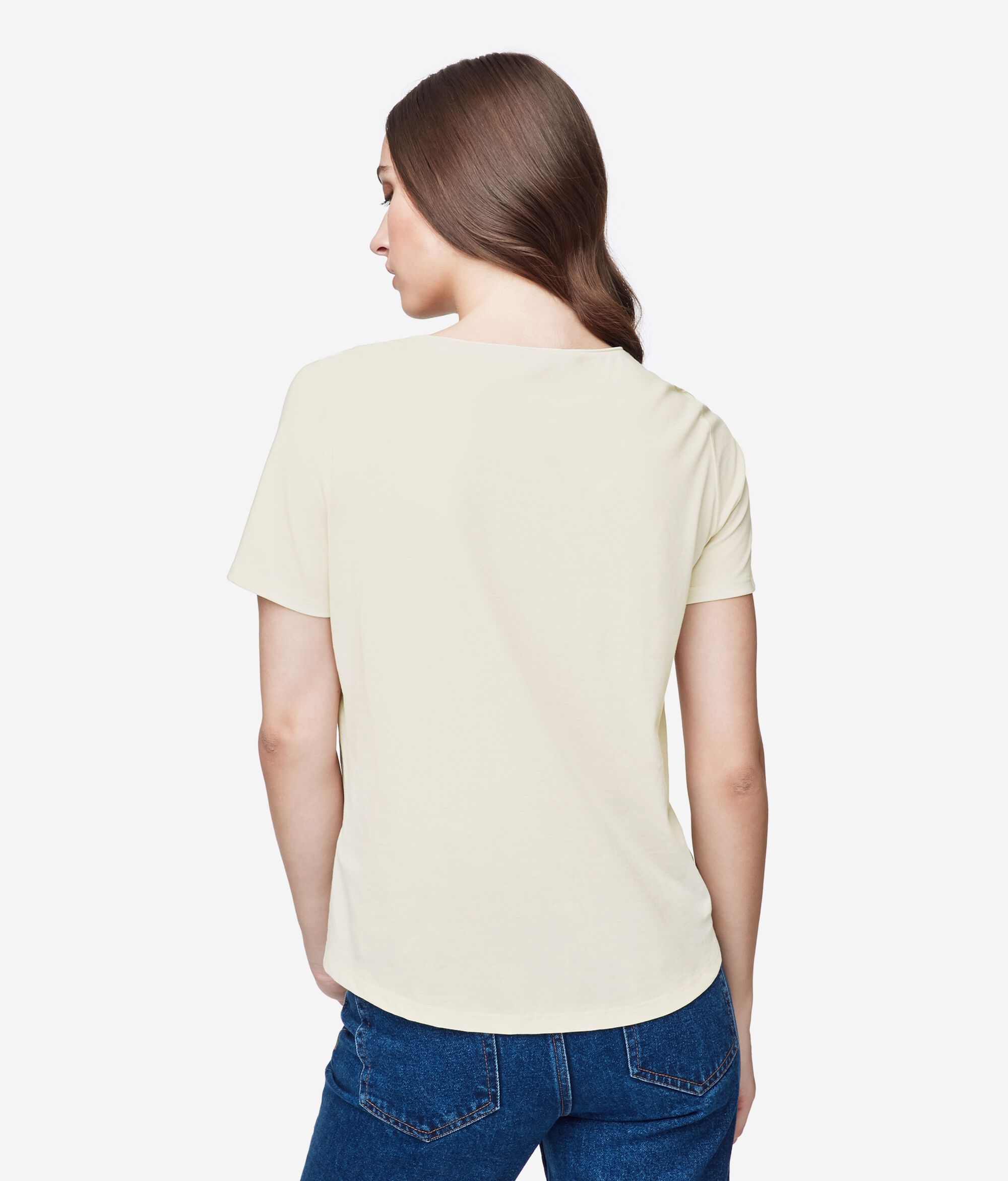 T-Shirt Scollo A V in Cotone