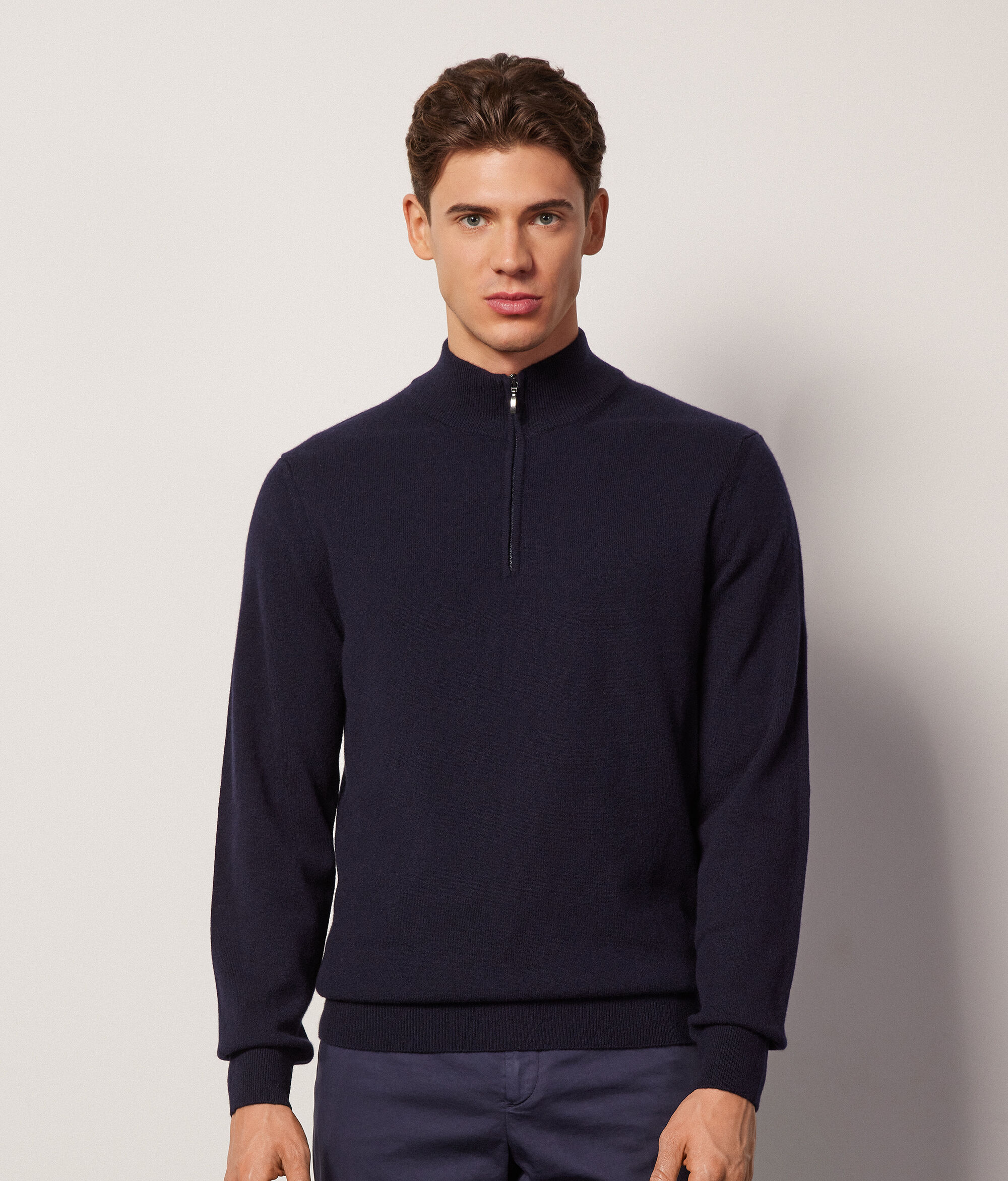 Ultrasoft Cashmere High Collar, Half Zipper Sweater | Falconeri